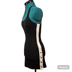 Garage black with side white stripe stretch knit bodycon mini dress size S US